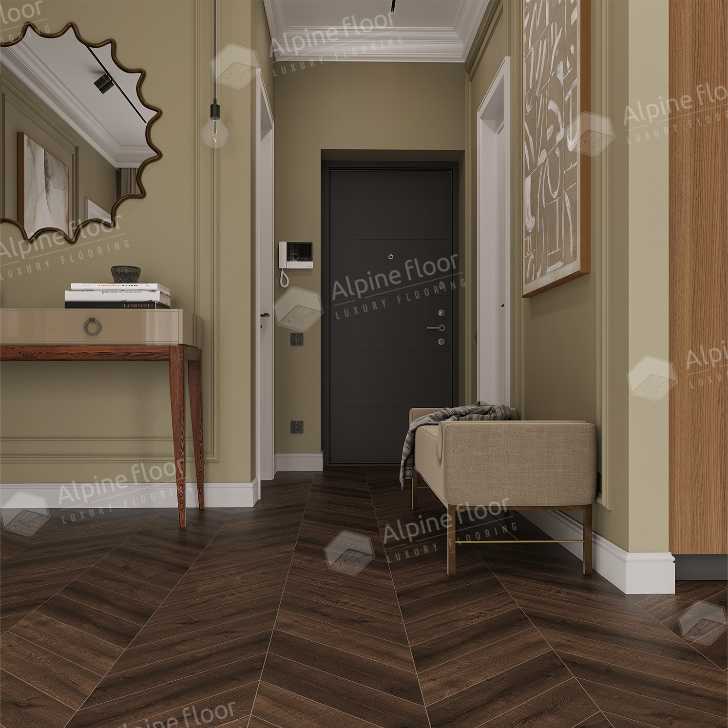 Кварцвинил Alpine Floor Chevron Alpine Eco 18-12 Дуб Мокка