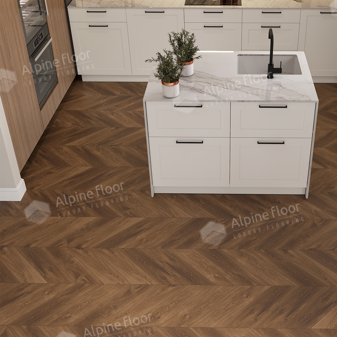 Кварцвинил Alpine Floor Chevron Alpine Eco 18-13 Дуб Коричневый