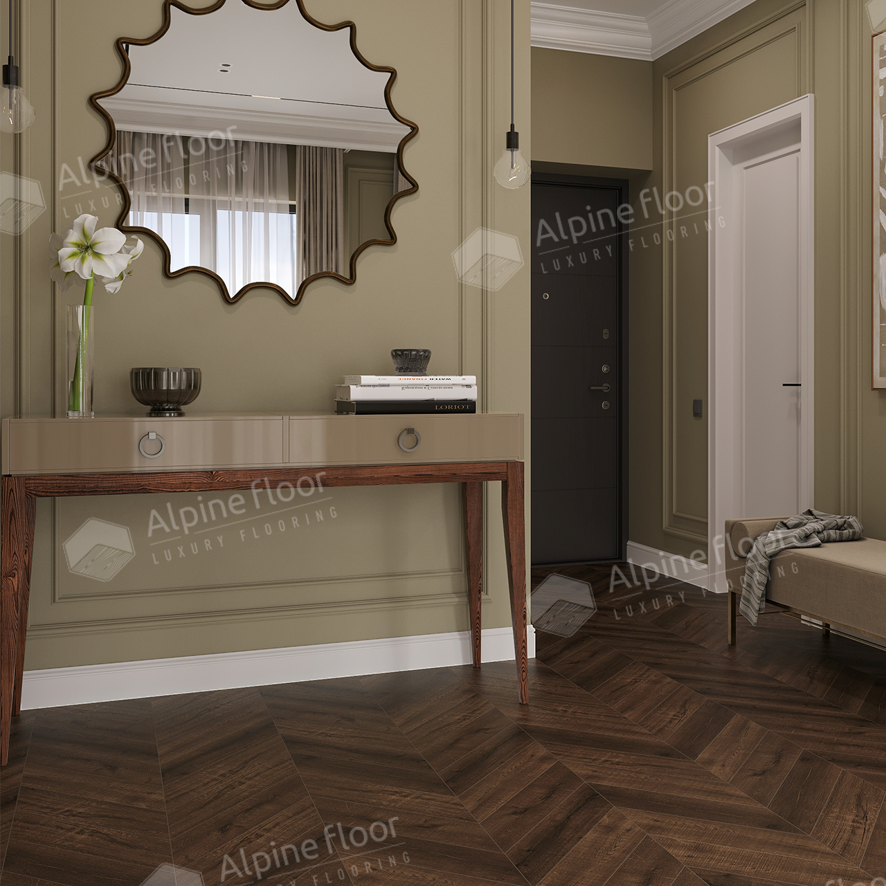 Кварцвинил Alpine Floor Chevron Alpine Eco 18-12 Дуб Мокка