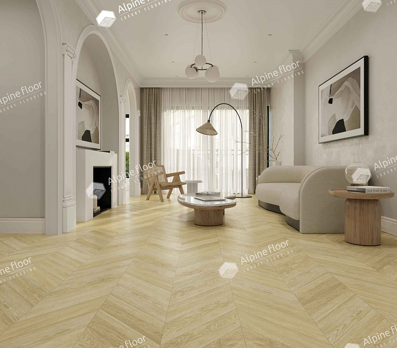 Кварцвинил Alpine Floor Chevron Alpine Eco 18-2 Дуб Ваниль Селект